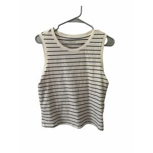 Old Navy Striped Sleeveless Tank – White/Black – Size Large – NWT – Cotton/Modal